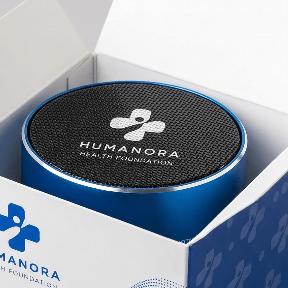 Беспроводная Bluetooth-колонка с логотипом и брендированной коробкой