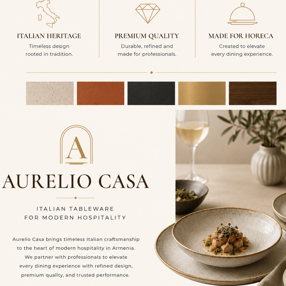Фирменная айдентика AURELIO CASA для HoReCa в Армении